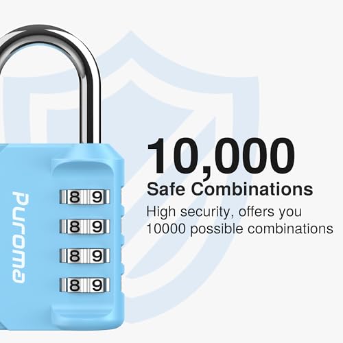 Puroma 2 Pack Combination Lock for Locker 4 Digit Outdoor Waterproof Padlock for School, Gym, Sports, Fence, Toolbox, Gate, Case, Outdoor, Hasp Storage, Cabinets (Sky Blue) - Image 2