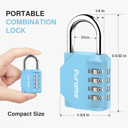 Puroma 2 Pack Combination Lock for Locker 4 Digit Outdoor Waterproof Padlock for School, Gym, Sports, Fence, Toolbox, Gate, Case, Outdoor, Hasp Storage, Cabinets (Sky Blue) - Image 4