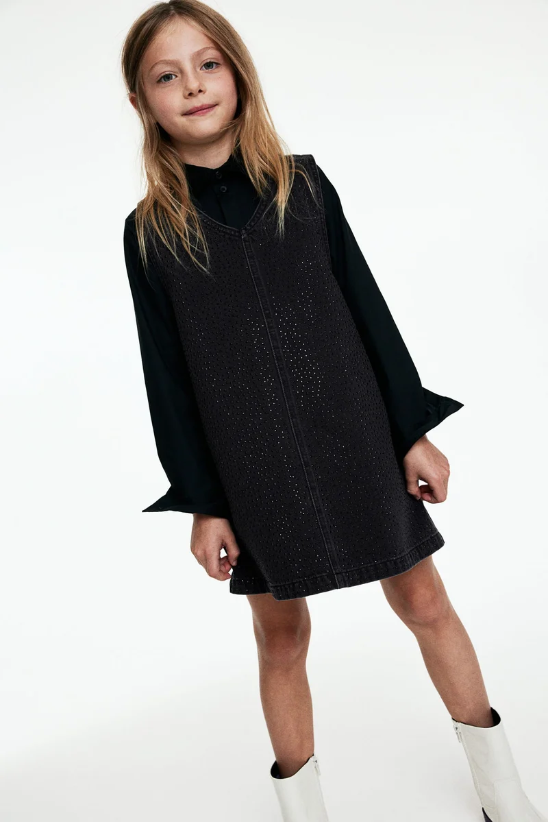 H&M Embellished Denim Dress