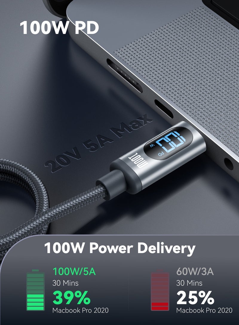 فو ميالتكنولوجيا المحدودة كابل USB C بقوة 100 واط، كابل من النايلون المضفر من النوع C بطول 4 أقدام مع شاشة LED، كابل شحن سريع PD لأجهزة iPhone 16/16 Pro/16 Plus/16 Pro Max MacBook Pro وSamsung Galaxy - Image 3