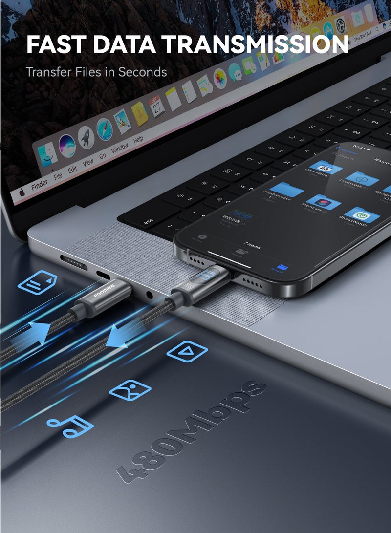 فو ميالتكنولوجيا المحدودة كابل USB C بقوة 100 واط، كابل من النايلون المضفر من النوع C بطول 4 أقدام مع شاشة LED، كابل شحن سريع PD لأجهزة iPhone 16/16 Pro/16 Plus/16 Pro Max MacBook Pro وSamsung Galaxy - Image 4
