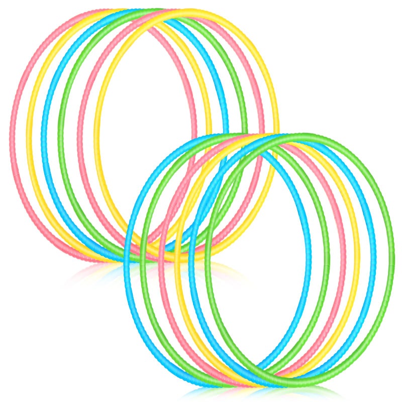 Sratte 12 Pcs Toy Hoop for Kid - Detachable & Adjustable Colored Hoop Exercise Ring Plastic Circle for Kid  Teen  Gymnastics  Dog Agility Equipment  Require Self Assembly (Fresh Color  32 Inch) - Image 1