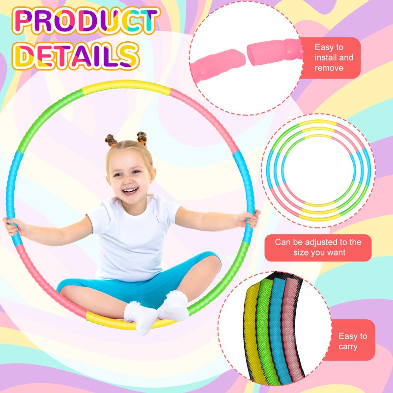 Sratte 12 Pcs Toy Hoop for Kid - Detachable & Adjustable Colored Hoop Exercise Ring Plastic Circle for Kid  Teen  Gymnastics  Dog Agility Equipment  Require Self Assembly (Fresh Color  32 Inch) - Image 2