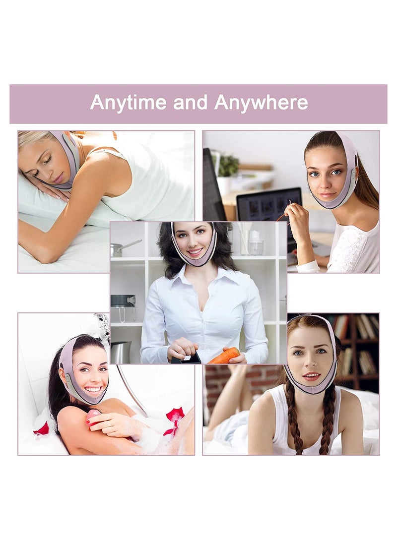 إسكدنيا حزام تقليل الذقن المزدوجة لتشكيل الوجه خالي من الألم لرفع الذقن والخدين بتقنية V لمكافحة الشيخوخة وتقليل التجاعيد والذقن المزدوجة ومكافحة الشخير (وردي) - Image 2