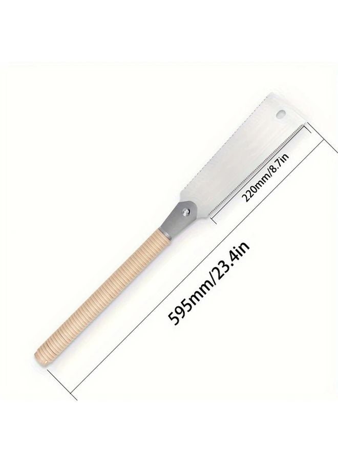 منشار النجارة الياباني 220 مم شفرة مزدوجة معدنية لقص الأعتاب والروابط مقبض من الخيزران - Image 4