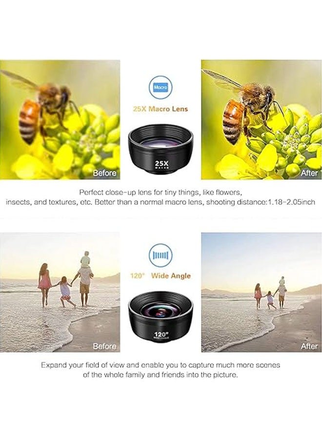 General 7-in-1 Phone Camera Lens Kit - 210° Fisheye Lens + 25x Macro Lens + 120° Wide-Angle Lens + Telephoto Lens + CPL + Kaleidoscope + Starburst, Clip-On Camera Lens  - Image 3