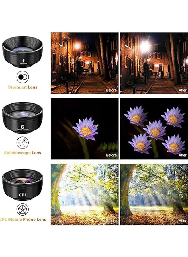 General 7-in-1 Phone Camera Lens Kit - 210° Fisheye Lens + 25x Macro Lens + 120° Wide-Angle Lens + Telephoto Lens + CPL + Kaleidoscope + Starburst, Clip-On Camera Lens  - Image 4