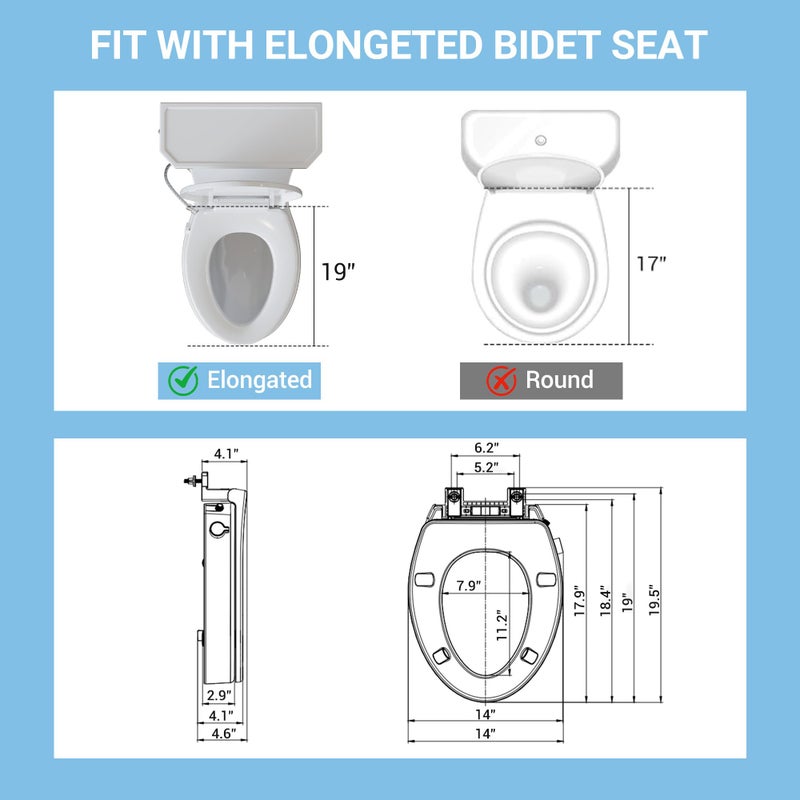 homfan Bidet Toilet Seat Non Electric, Elongated Raised Toilet Bidet Seat with Dual Nozzles, Self Cleaning, Soft Close Lid, Rear and Feminine Washing for Seniors Adults - Image 4