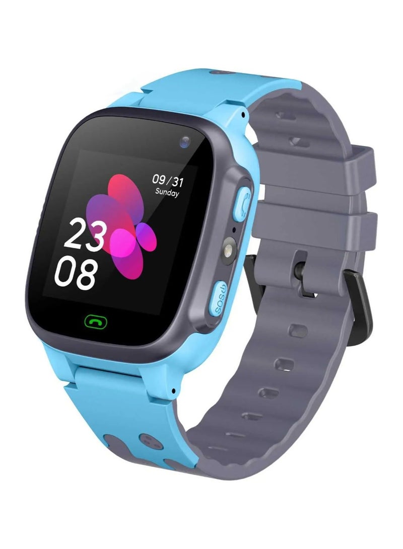 جرين ليون ساعة ذكية للأطفال، فتحة بطاقة SIM، شاشة لمس عالية الوضوح (HD)، ساعة ذكية للأطفال تدعم الدردشة الصوتية والمكالمات، مصباح يدوي - أزرق - Image 1