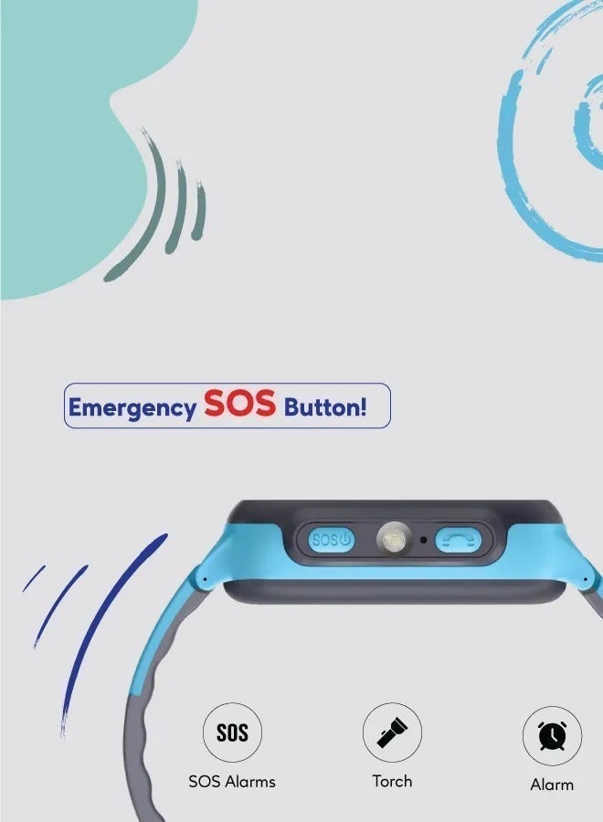 جرين ليون ساعة ذكية للأطفال، فتحة بطاقة SIM، شاشة لمس عالية الوضوح (HD)، ساعة ذكية للأطفال تدعم الدردشة الصوتية والمكالمات، مصباح يدوي - أزرق - Image 5