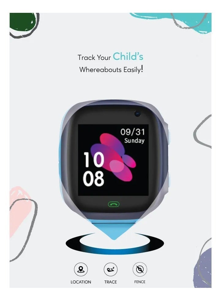 جرين ليون ساعة ذكية للأطفال، فتحة بطاقة SIM، شاشة لمس عالية الوضوح (HD)، ساعة ذكية للأطفال تدعم الدردشة الصوتية والمكالمات، مصباح يدوي - أزرق - Image 4