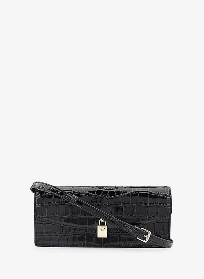 كابلي Women’s Croc-Effect Envelope Wallet with Lock Closure