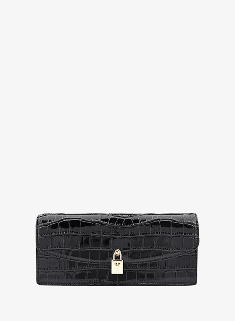 كابلي Women’s Croc-Effect Envelope Wallet with Lock Closure