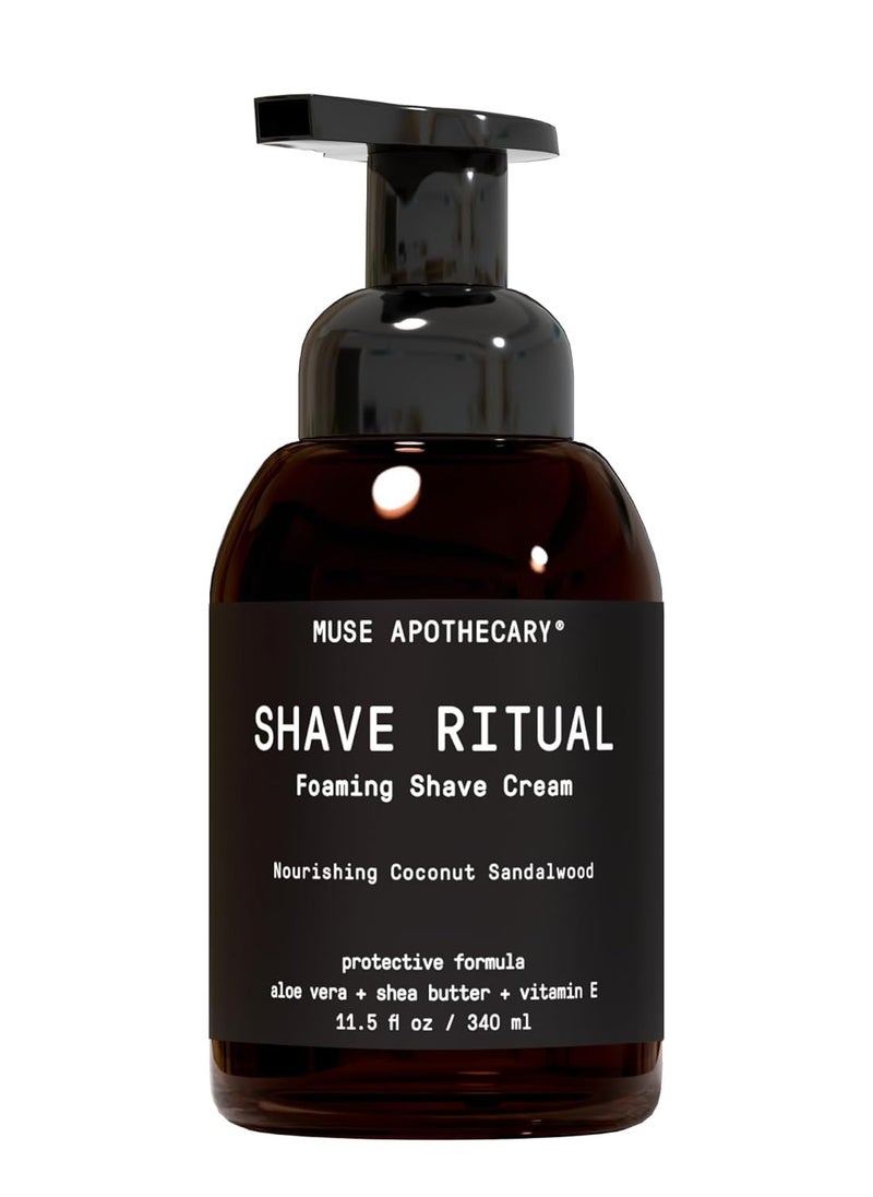 Muse Apothecary Muse Apothecary Foaming Shave Ritual - Natural Shaving Cream Sensitive Skin - Womens Shaving Cream Mens Shave Cream - Protective Formula Aloe Vera + Shea Butter + Vitamin E - Coconut Sandalwood 11.5oz  - Image 1