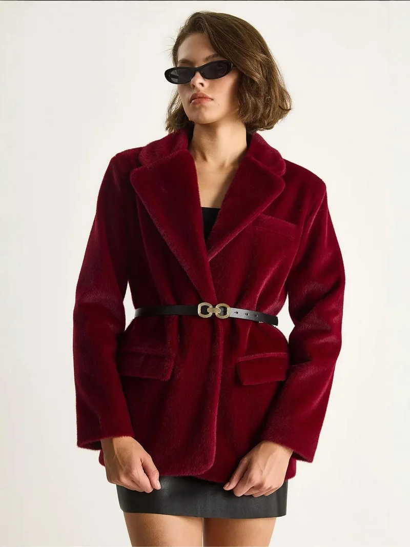 Bianco Lucci LUCCI Velvet Jacket with Belt