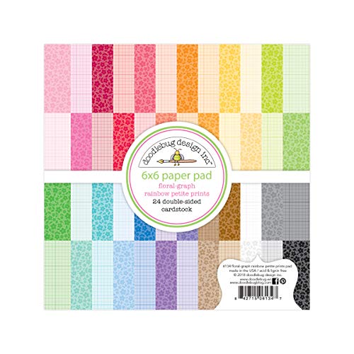Doodlebug Petite Prints Double-Sided Paper Pad 6"X6" 24/Pkg - Floral-Graph Rainbow, 24 Designs/1 Each - Image 4