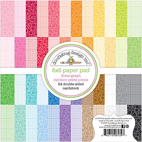 Doodlebug Petite Prints Double-Sided Paper Pad 6"X6" 24/Pkg - Floral-Graph Rainbow, 24 Designs/1 Each - Image 2