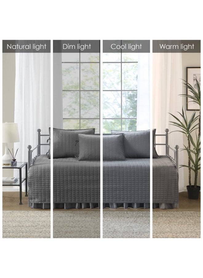 Comfort Spaces Comfort Spaces Daybed Cover- Luxe Double Sided -Quilting, All Season Cozy Bedding with Bedskirt, Matching Shams, 75'x39' Charcoal Grey 5 Piece  - Image 2