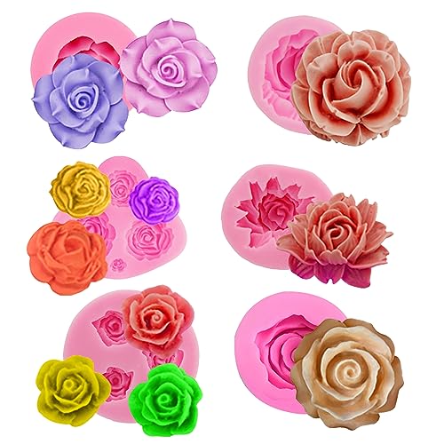 ESEENS 6 Pack Flower Molds - Peony, Rose, Sunflower, Animal Shapes - Resin Casting & Candle Making Molds - Image 1