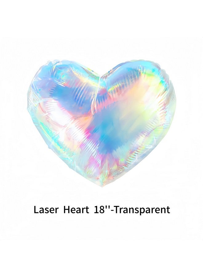 CYMYLAR 6Pcs Iridescent Heart Star Balloons for Christmas/Clear Foil Transparent Rainbow Balloons/Multicolor Star Heart Gorgeous Balloon/Under The Sea Party Balloons/Balloons Cannot Float Using Helium  - Image 2