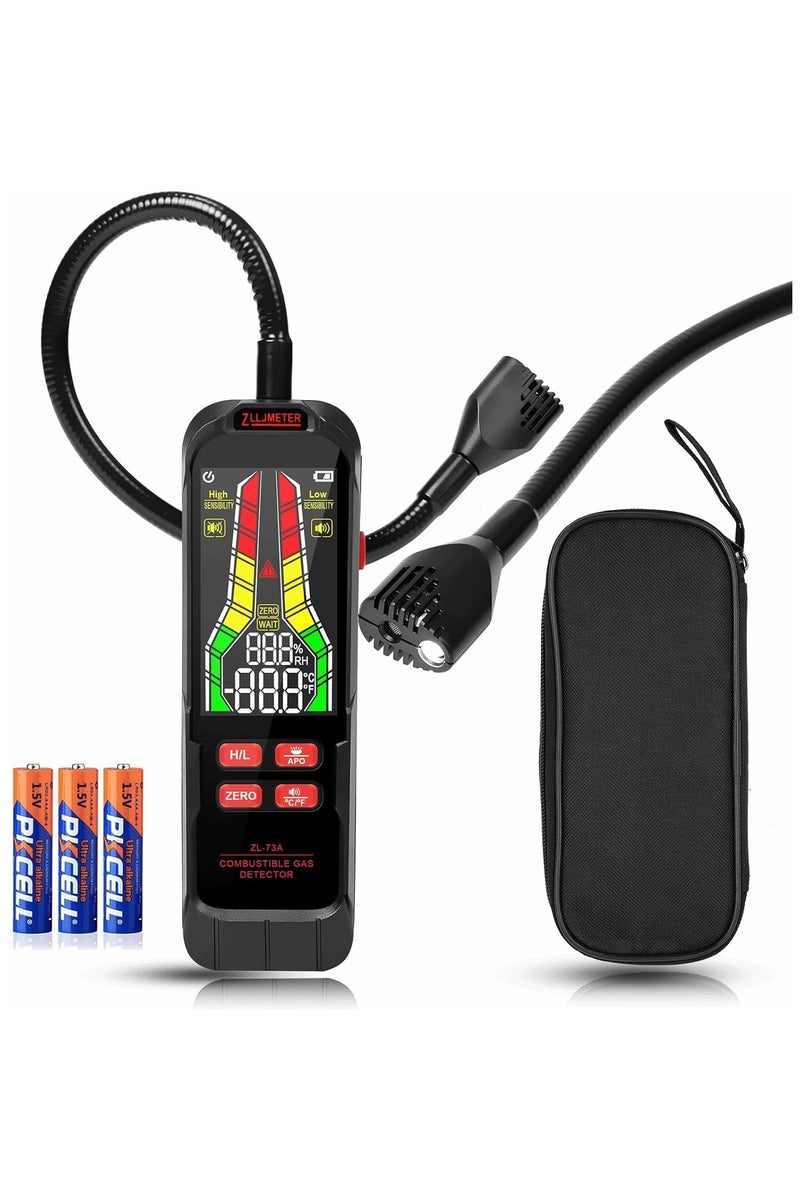 Portable Combustible Gas Detector With Audible and Visual Alarms Rechargeable, HD LED Display Detection Range 50-10W ppm 12" Bendable Probe light Natural Gas Monitor, Methane, Propane, Ethanol - Image 1