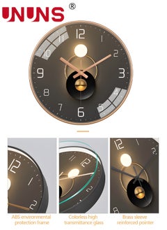 UNUNS 12 Inch Wall Clock, Silent Non-Ticking Wall Clock Glass Round Clocks Modern Quartz Clock, Modern Decorative Wall Clocks for Home Living Room Bedroom Kitchen  - Image 3