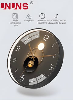 UNUNS 12 Inch Wall Clock, Silent Non-Ticking Wall Clock Glass Round Clocks Modern Quartz Clock, Modern Decorative Wall Clocks for Home Living Room Bedroom Kitchen  - Image 4