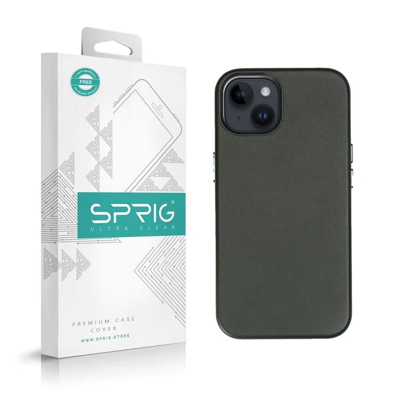 SPRIG Compatible with Apple iPhone 14 PU Leather Magsafe Designer Back Case Cover with Camera Protection Drop Tested Shock Proof for Boys and Girls Dark Green
