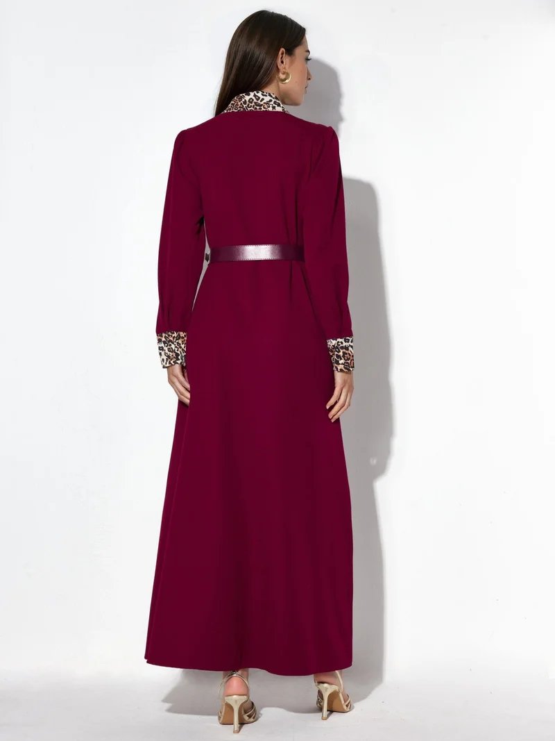 جينيفر Leopard Print Maxi Shirt Dress