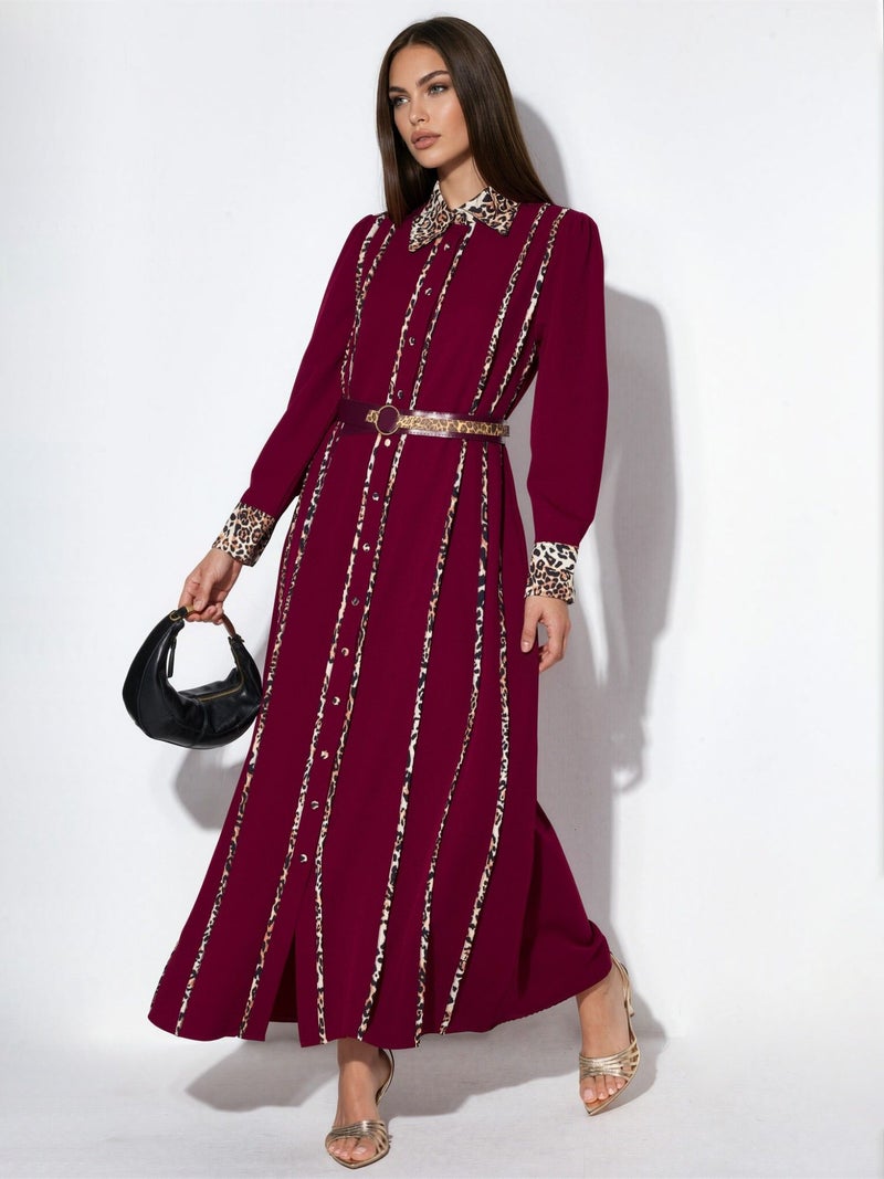 Jennyfer Leopard Print Maxi Shirt Dress - Image 1
