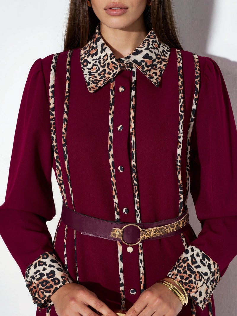 Jennyfer Leopard Print Maxi Shirt Dress - Image 4