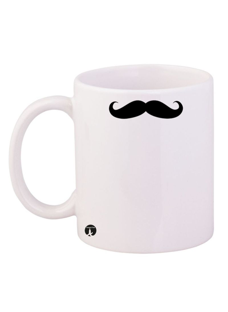 RKN Mustache Design Mug White/Black 12ounce