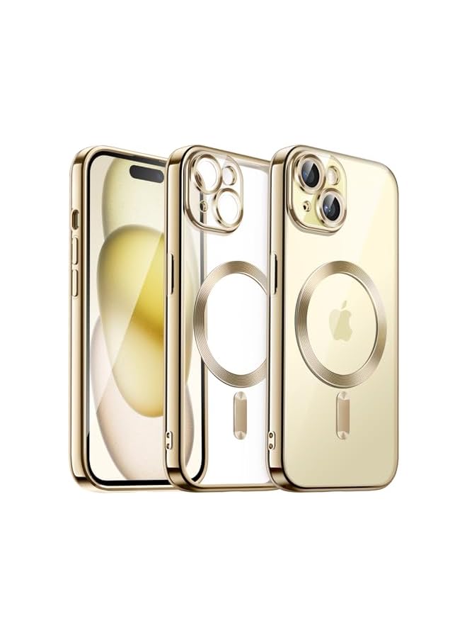 JETech Soft Clear Case for iPhone 15 Plus 6.7-Inch, Camera Lens Full Protection, Compatible with MagSafe Wireless Charging, Shockproof Electroplated TPU Phone Cover (Gold) - Image 1