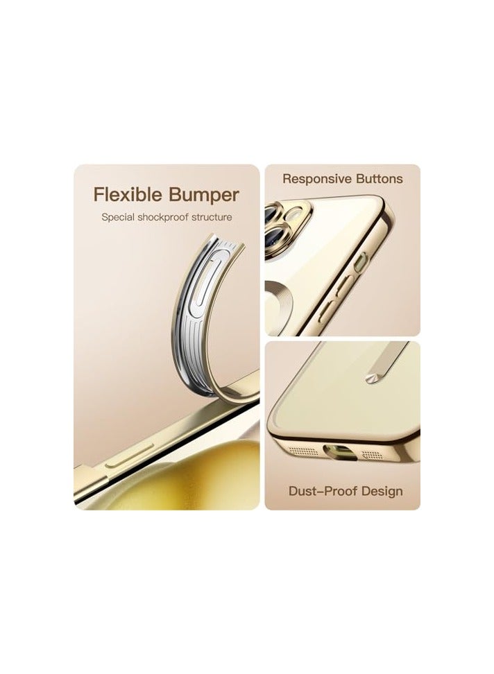 JETech Soft Clear Case for iPhone 15 Plus 6.7-Inch, Camera Lens Full Protection, Compatible with MagSafe Wireless Charging, Shockproof Electroplated TPU Phone Cover (Gold) - Image 4