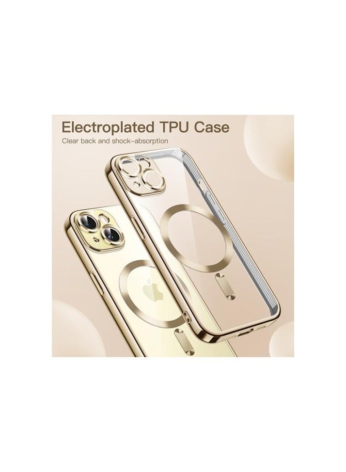 JETech Soft Clear Case for iPhone 15 Plus 6.7-Inch, Camera Lens Full Protection, Compatible with MagSafe Wireless Charging, Shockproof Electroplated TPU Phone Cover (Gold) - Image 5