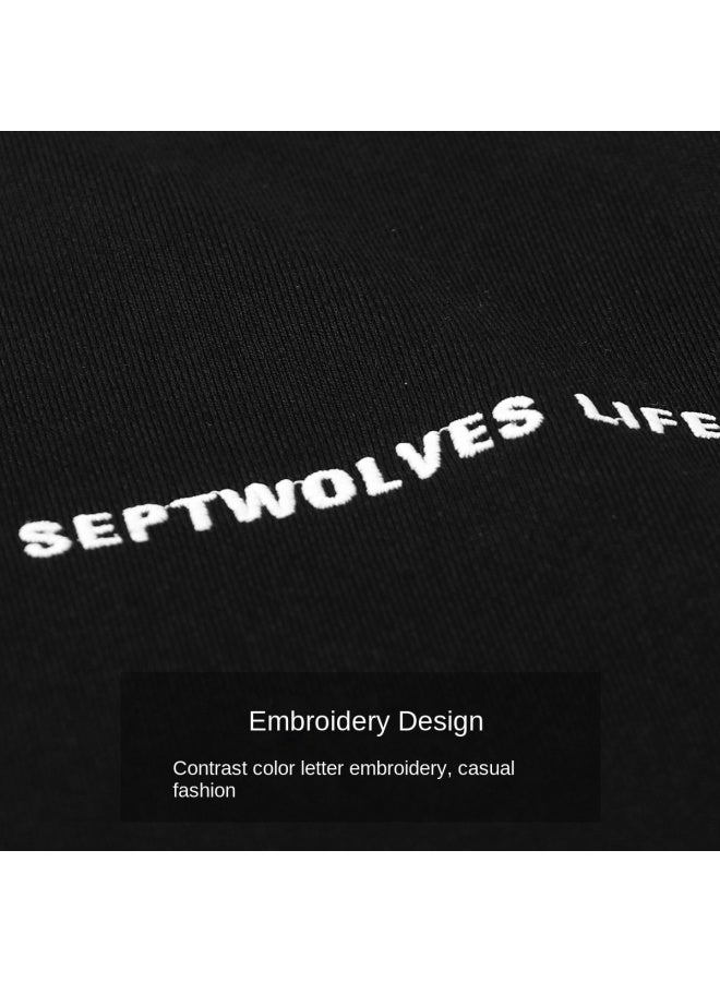 Septwolves Cotton】autumn Colorfast Washable Round Neck Men's Sweatshirt - Image 4