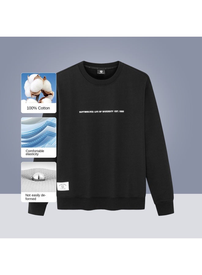 Septwolves Cotton】autumn Colorfast Washable Round Neck Men's Sweatshirt - Image 2