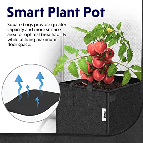 iPower GLGROWBAGCUBIC3X5 5 Pack 3 Gallon Square Grow Bags Thick Fabric Planting Pots with Handles for Indoor and Outdoor Garden, Black - Image 4