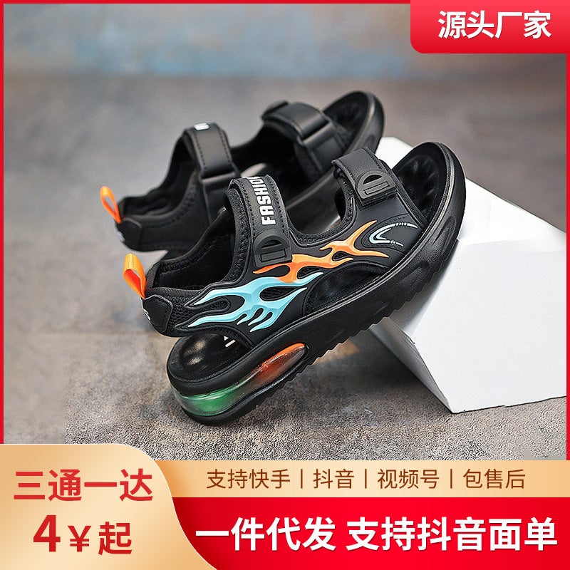 Boys Sandals Summer Air Cushion Shock Absorbing Soft Sole Children'S Sports Beach Shoes Anti-Slip Middle And Large Boys - Image 2