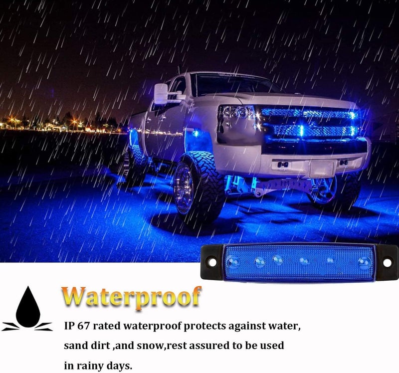 SYOSI Car Lights, LED Rock Strip Lights, Car Exterior Underglow Wheel, Fender Well Lighting Kits, Waterproof, for Golf Cart Wrangler Offroad Truck RV UTV ATV Snowmobile, 10 Pcs (Blue) - Image 3