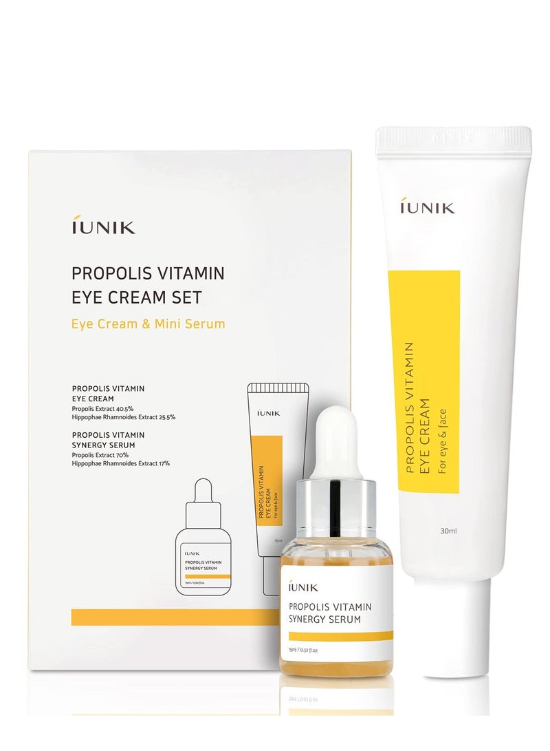iUNIK Propolis Vitamin Eye Cream Set (Eye Cream 1.01 Fl.Oz. & Mini Serum 0.51 Fl.Oz.) Featuring Propoli - Image 1