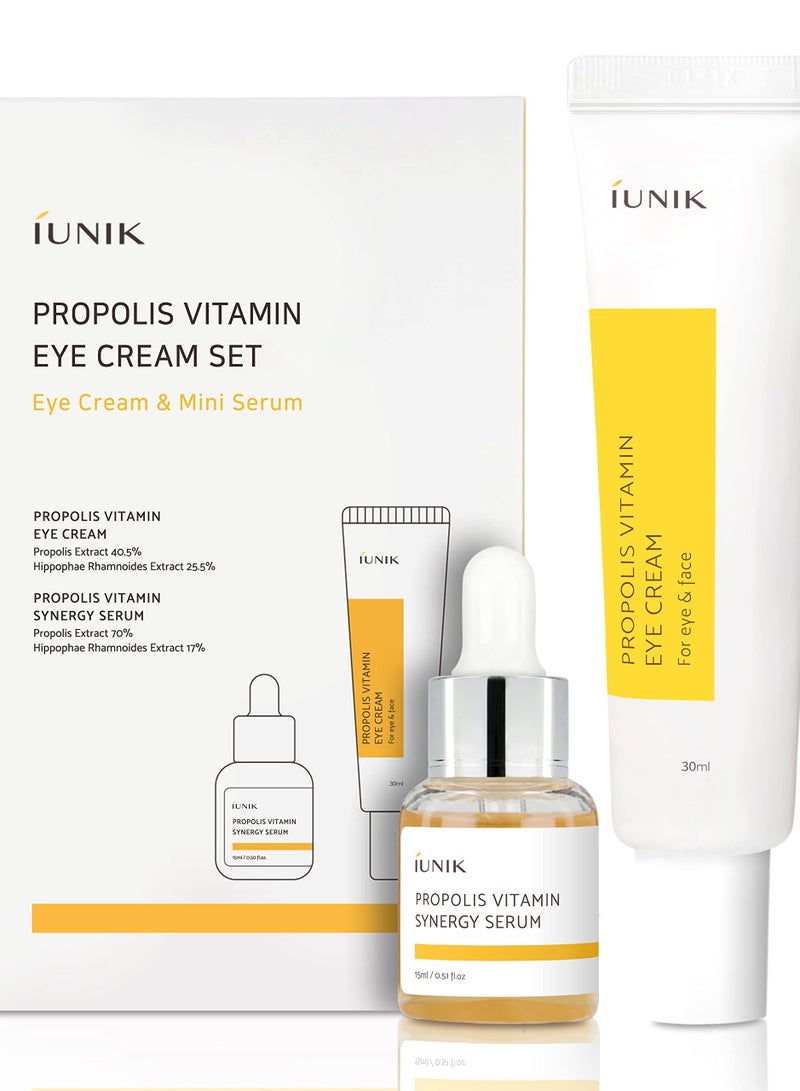 iUNIK Propolis Vitamin Eye Cream Set (Eye Cream 1.01 Fl.Oz. & Mini Serum 0.51 Fl.Oz.) Featuring Propoli - Image 3