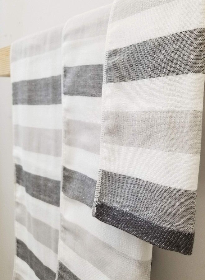 إيبينكا منشفة IPPINKA Senshu اليابانية، فائقة النعومة، سريعة الجفاف، مخططة بلونين، رمادي (مجموعة من 3 مناشف) - Image 3