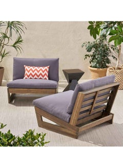 House One Chairs Set | 2 Pieces of Wood and Waterproof Burlap - Grey  - Image 1