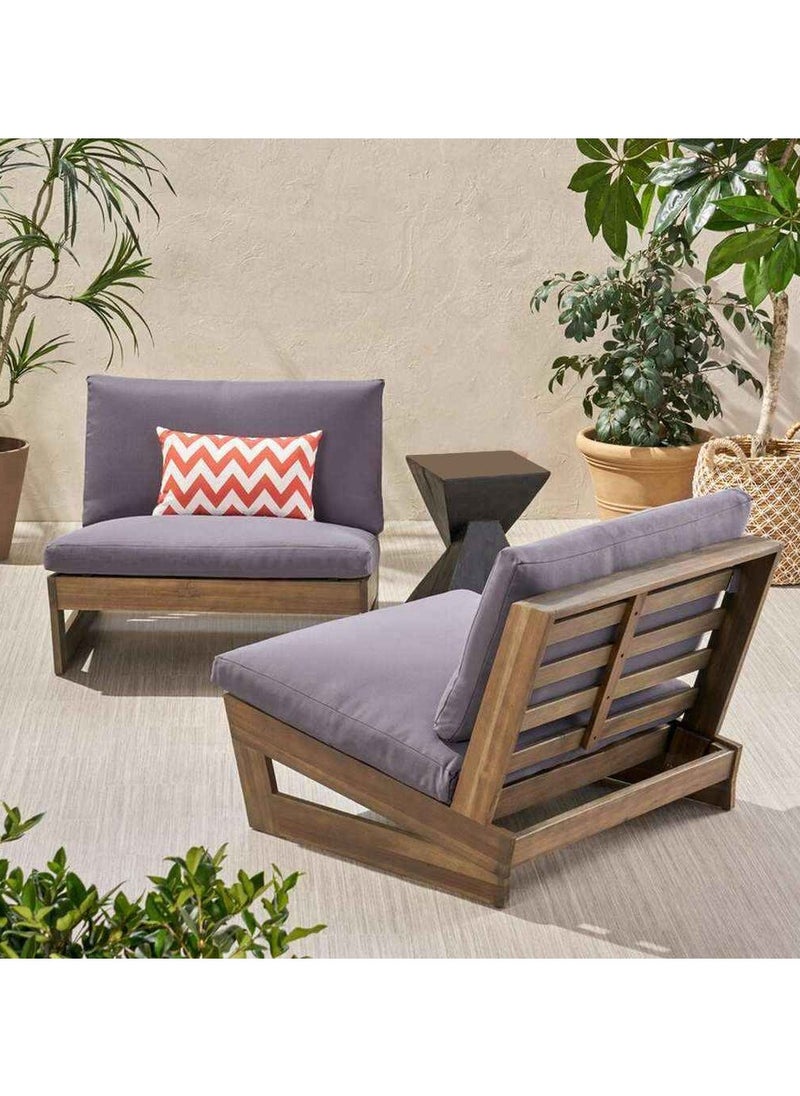 House One Chairs Set | 2 Pieces of Wood and Waterproof Burlap - Grey  - Image 1