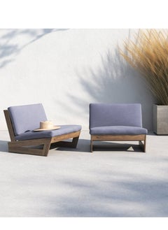 House One Chairs Set | 2 Pieces of Wood and Waterproof Burlap - Grey  - Image 2