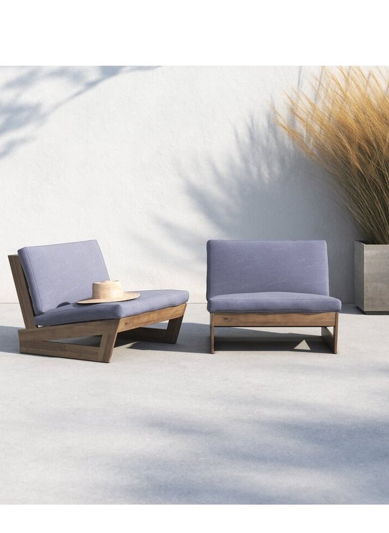 House One Chairs Set | 2 Pieces of Wood and Waterproof Burlap - Grey  - Image 2
