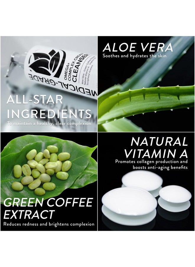 Microderm GLO Omega+ Complex Cream Facial Cleanser Daily Face Wash & Makeup Remover All Skin Types Omega 3 & 6 Retinyl Green Coffee Extract & Aloe Vera Parabenfree & Vegan 6.7 Fl Oz - Image 3