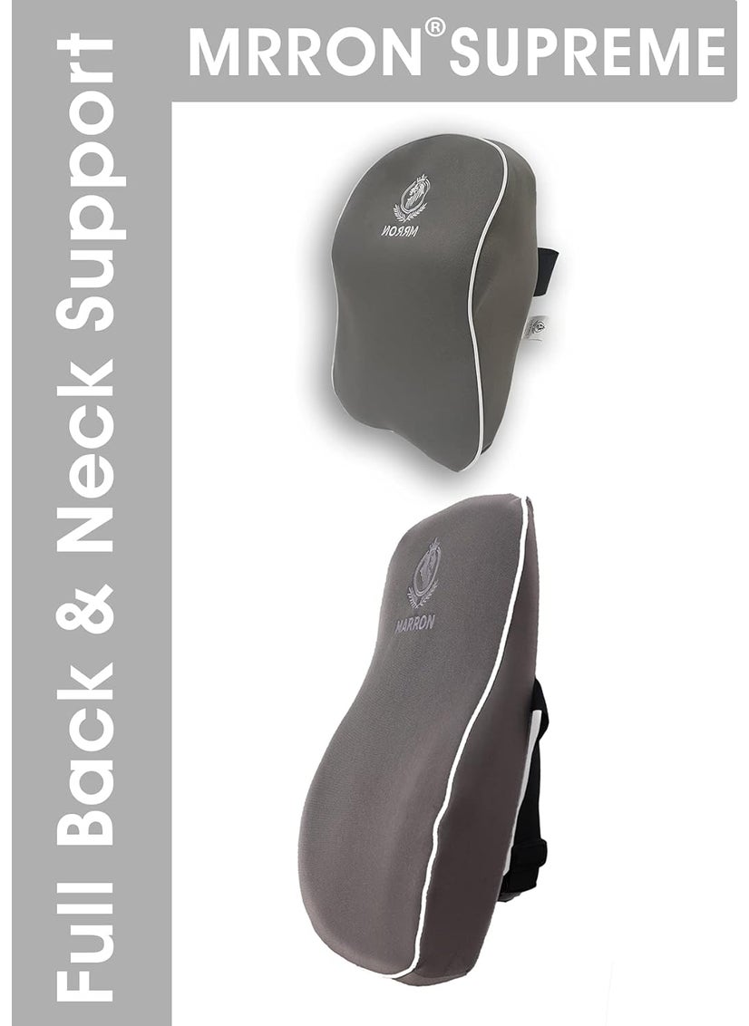 MRRON MRRON Supreme EXEMPHLAR Series Memory Foam Elongated Neck Combo Relieves Back Pain for Office Chair Car Seat 100 Soft Breathable and Washable Fabric Grey  - Image 3