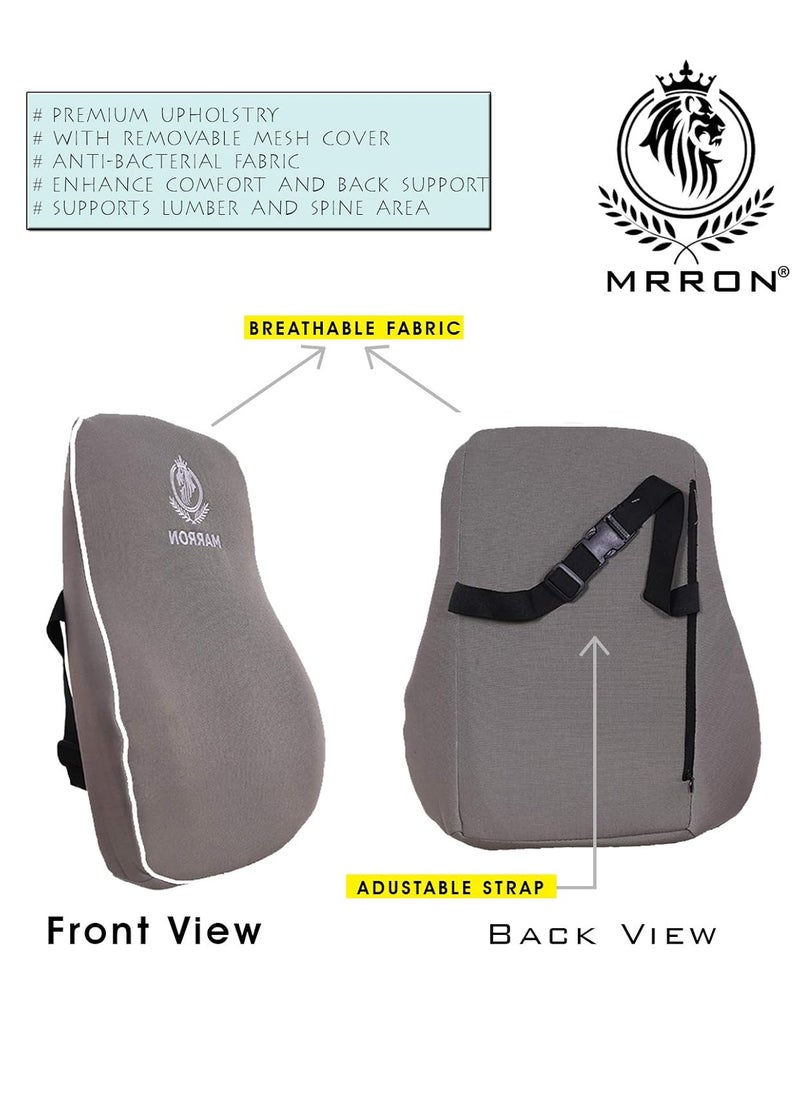 MRRON MRRON Supreme EXEMPHLAR Series Memory Foam Elongated Neck Combo Relieves Back Pain for Office Chair Car Seat 100 Soft Breathable and Washable Fabric Grey  - Image 5